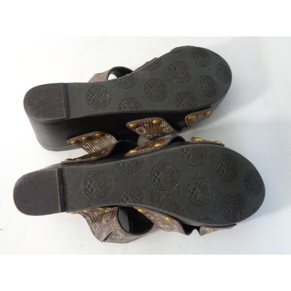 VINCE CAMUTO Laylo US 8M Brown Taupe Snake Print Leather Platform Wedge Sandals - Picture 7 of 7